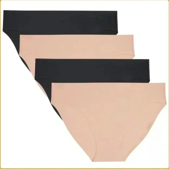 New! Halston 4 pack Bikini Underwear Black Nude/Beige No Show XS Panties - Picture 4 of 12